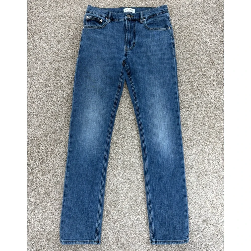 Frame Modern Straight Jeans Mens 29X31 Blue FREETOWN Medium Wash Stretch Denim